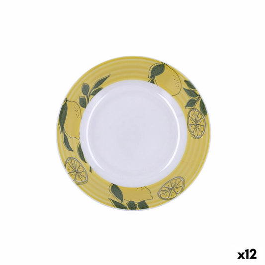 Syvä lautanen 20 cm bioplastinen, sitruunakuosi monivärinen astiasetti 12 kpl