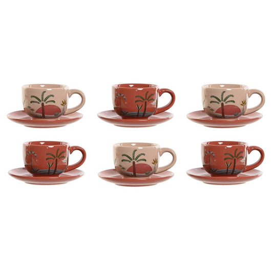Kahvikuppisetti 6-osainen 180 ml, terrakotta-keltainen-beige-liila, dolomiitti