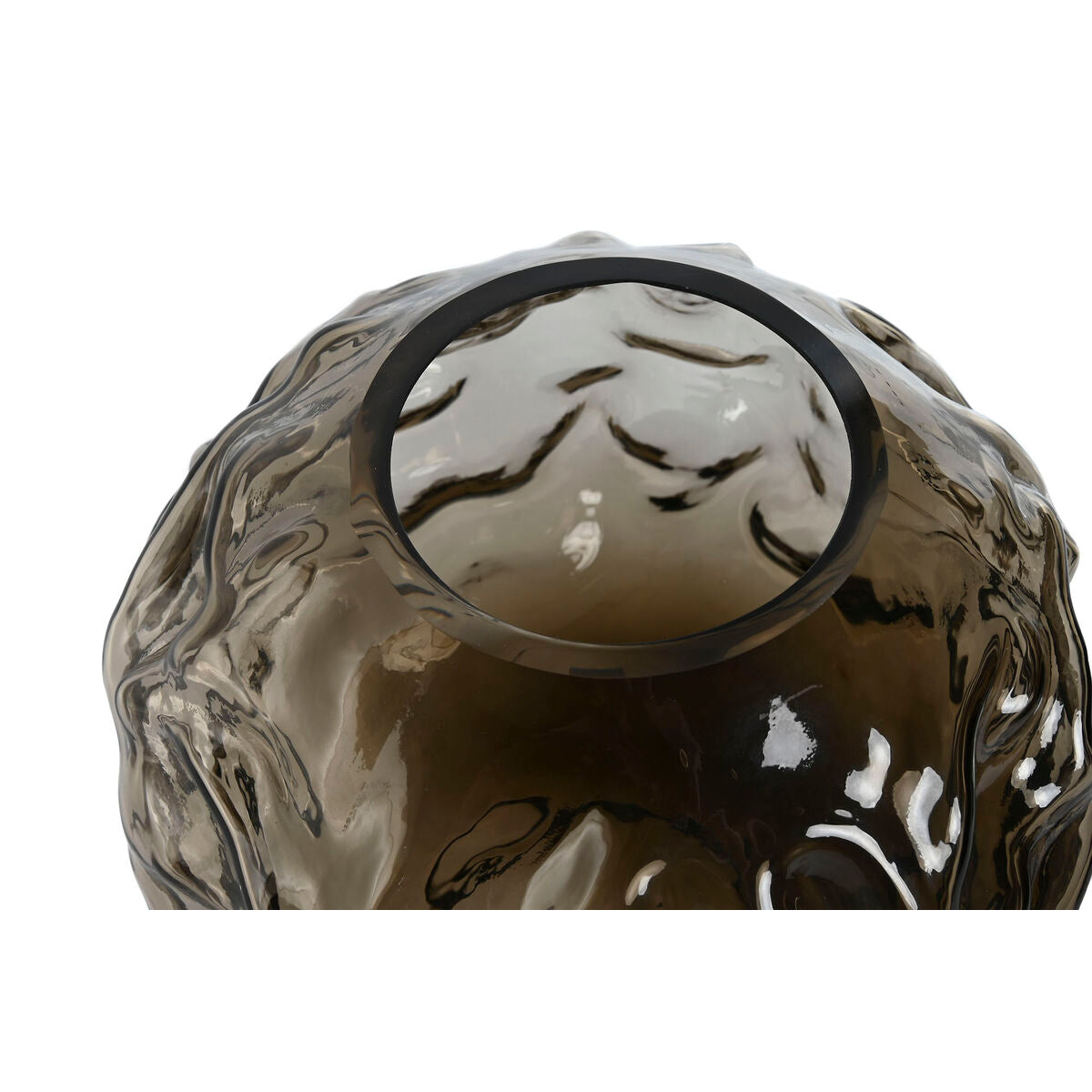 Maljakko tummanruskea kristalli pyöreä teksturoitu 21,5 x 21,5 x 19 cm