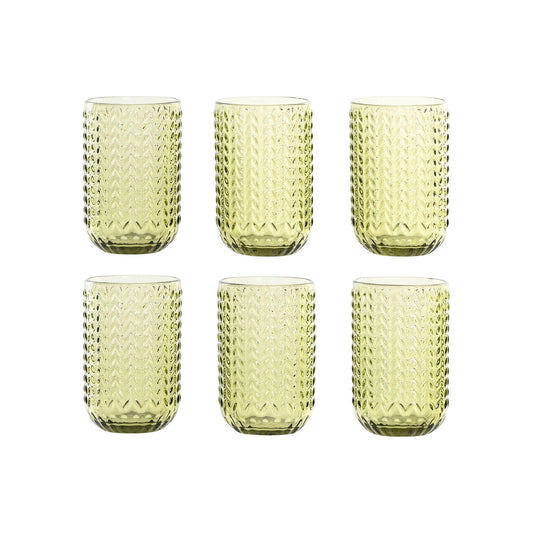 Lasisetti 6 kpl 420 ml, vihreät kristallilasit kohokuvio, tarjoiluun 7,5×13 cm – joulu lahja naiselle – kuva 1