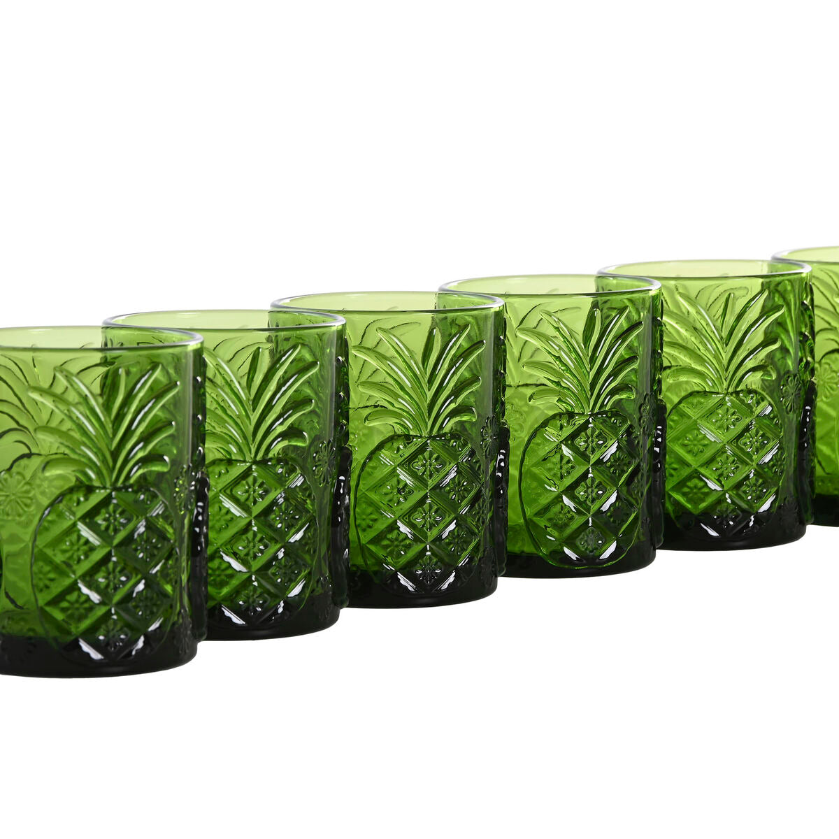 Lasisetti 6 osaa 300 ml, vihreä kristalli kohokuvio, drinkkilasit 8,5 cm – drinkkilasit kohokuvioitu pinta – kuva 3