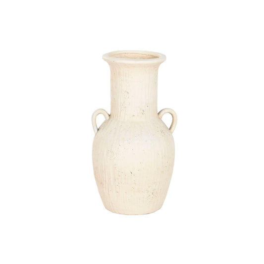 Maljakko 65 cm valkoinen, antiikkipintainen amforamallinen kahvallinen