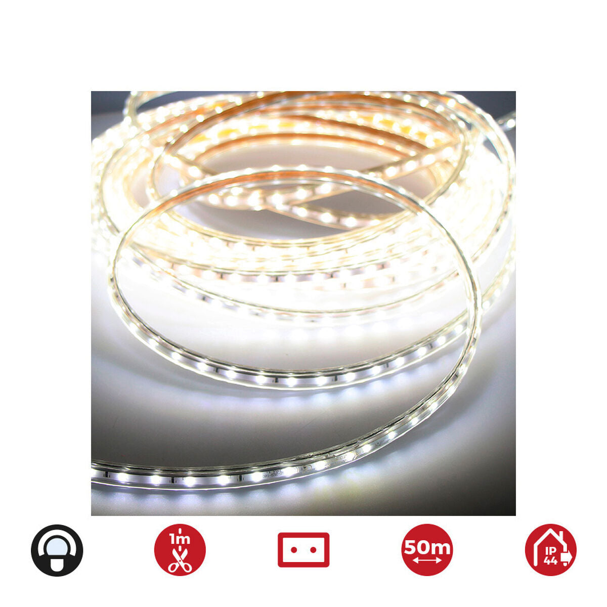 LED-nauha 50 m 60 LED/m 6400 K, 4,2 W/m IP44, 350 lm, 220–240 V – kylmä valkoinen vitriinivalo – kuva 2
