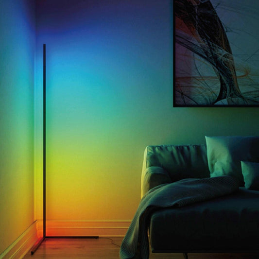 LED-lattialamppu RGB 12 W 140 cm, musta, EU-pistoke – tunnelmavalo sisäkäyttöön – Tunnelmavalo RGB-valaisin – kuva 1
