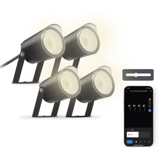LED-ulkospotti 3000K IP65, 4 kpl – älyohjattavat maaspotit, musta – terassivalo lämmin valkoinen – kuva 1