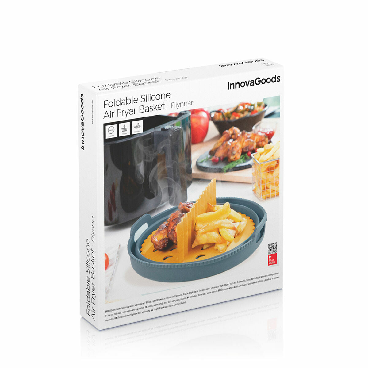 Airfryer silikonivuoka jakajalla, taittuva Ø21,5 cm, uuni & mikro, BPA-vapaa – taittuva rakenne keittiötarvike – kuva 12