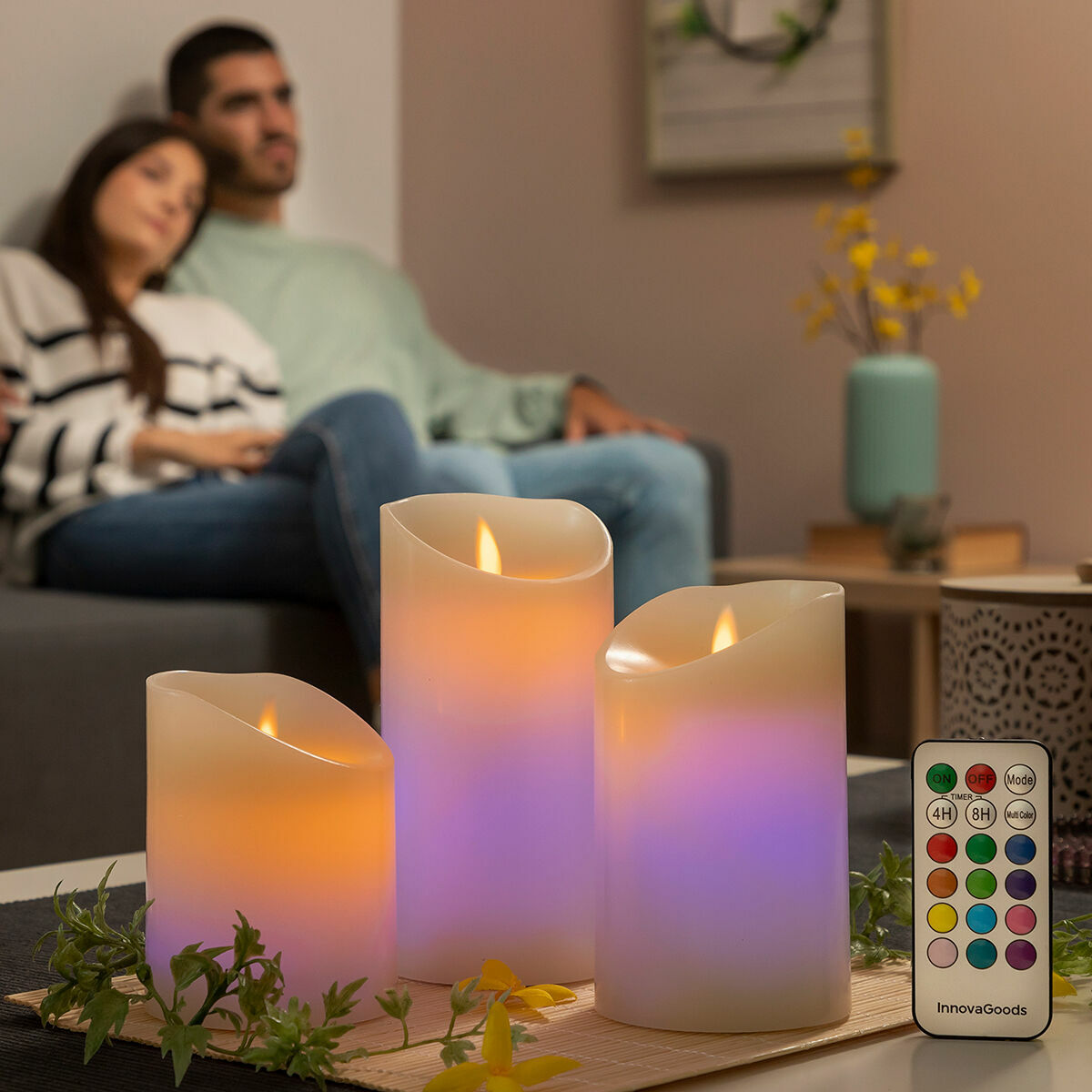 LED-kynttilät kaukosäätimellä, väriä vaihtava liekkiefekti, 3 kpl, ajastin – juhlavalaistus monivärinen valo – kuva 6