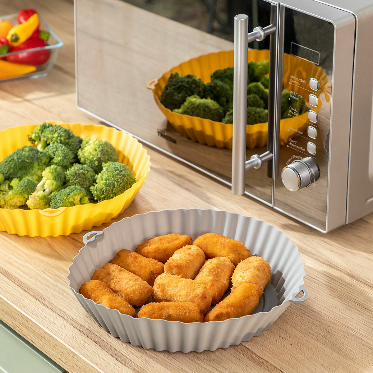 Airfryer silikonivuoat 2 kpl, tarttumaton, uuniin & mikroaaltouuniin – airfryer-lisävaruste uuninkestävä – kuva 3
