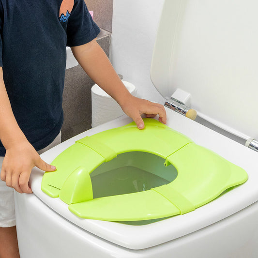 Lasten wc-istuin taitettava, liukumaton & roiskeenesto, kantokassilla matkoille – pottaopetus matkalle – kuva 1