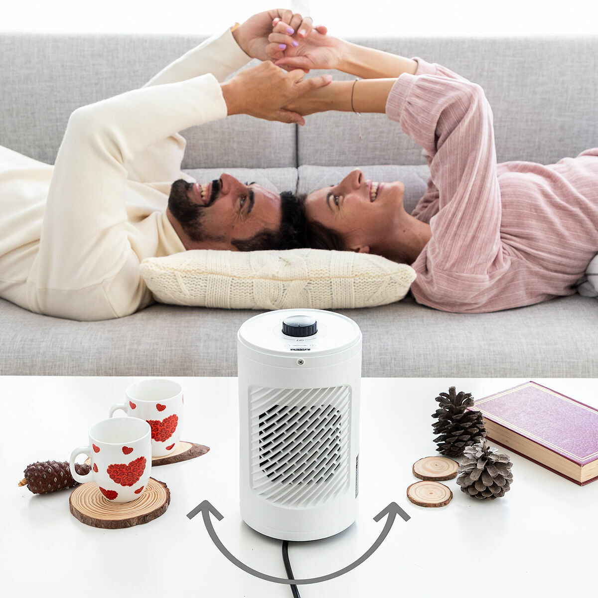 Keraaminen pöytälämmitin, oskilloiva 600-1200 W, kannettava pöydälle & toimistoon – pöytälämmitin talvi – kuva 12