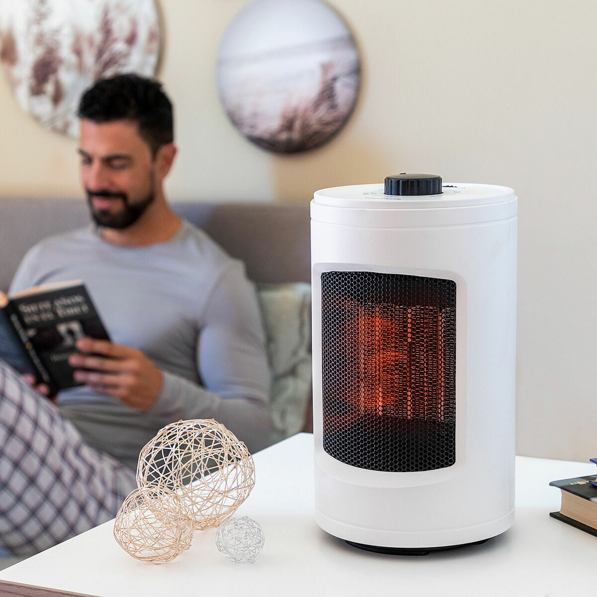 Keraaminen pöytälämmitin, oskilloiva 600-1200 W, kannettava pöydälle & toimistoon – kannettava lämmitin lahja kotiin – kuva 9