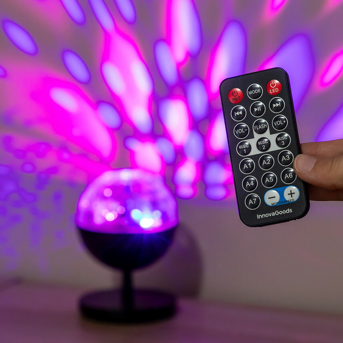 LED-projektori kaiuttimella ladattava Bluetooth 5.1 pyörivä juhliin & kotiin – ladattava lahja lapselle – kuva 2