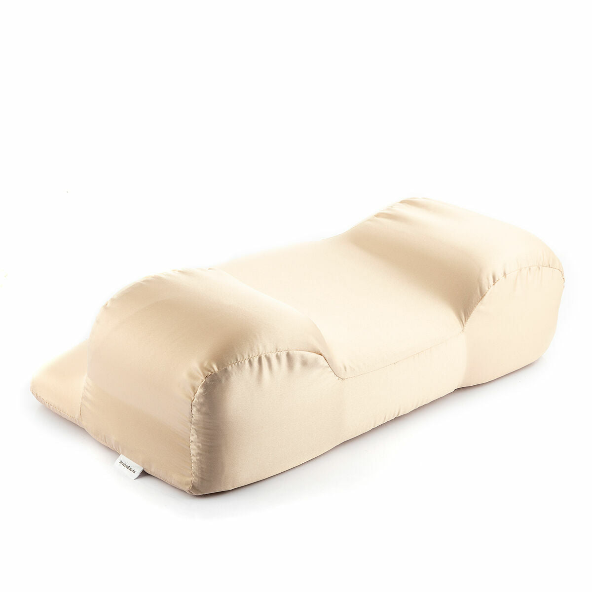 Ryppyjä ehkäisevä niskatyyny, satiinipäällinen, ergonominen muistivaahto, beige