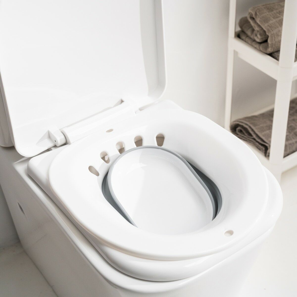 Istumakylpy wc-istuimeen, taitettava ja kannettava, 1,5 L, 140 kg, ergonominen – kannettava kylpy raskausajan apu – kuva 4