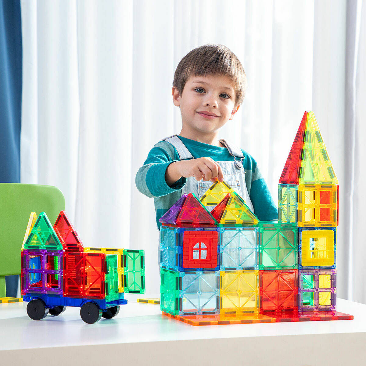 Magneettiset rakennuspalikat 3D, vahvat magneetit, 57 osaa, kantolaukku, 3+ – yli 3-vuotiaille esikoulu – kuva 2