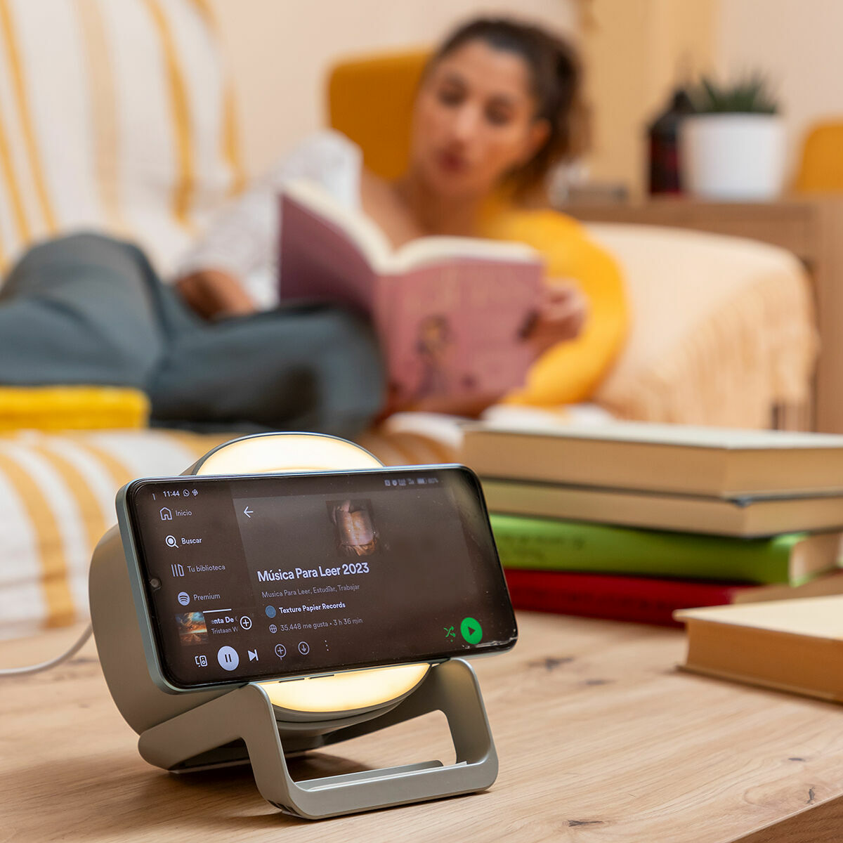 Langaton laturi kaiuttimella, LED-valo, 10 W, Bluetooth 5.1, puhelinteline – LED-valo yöpöytä – kuva 9