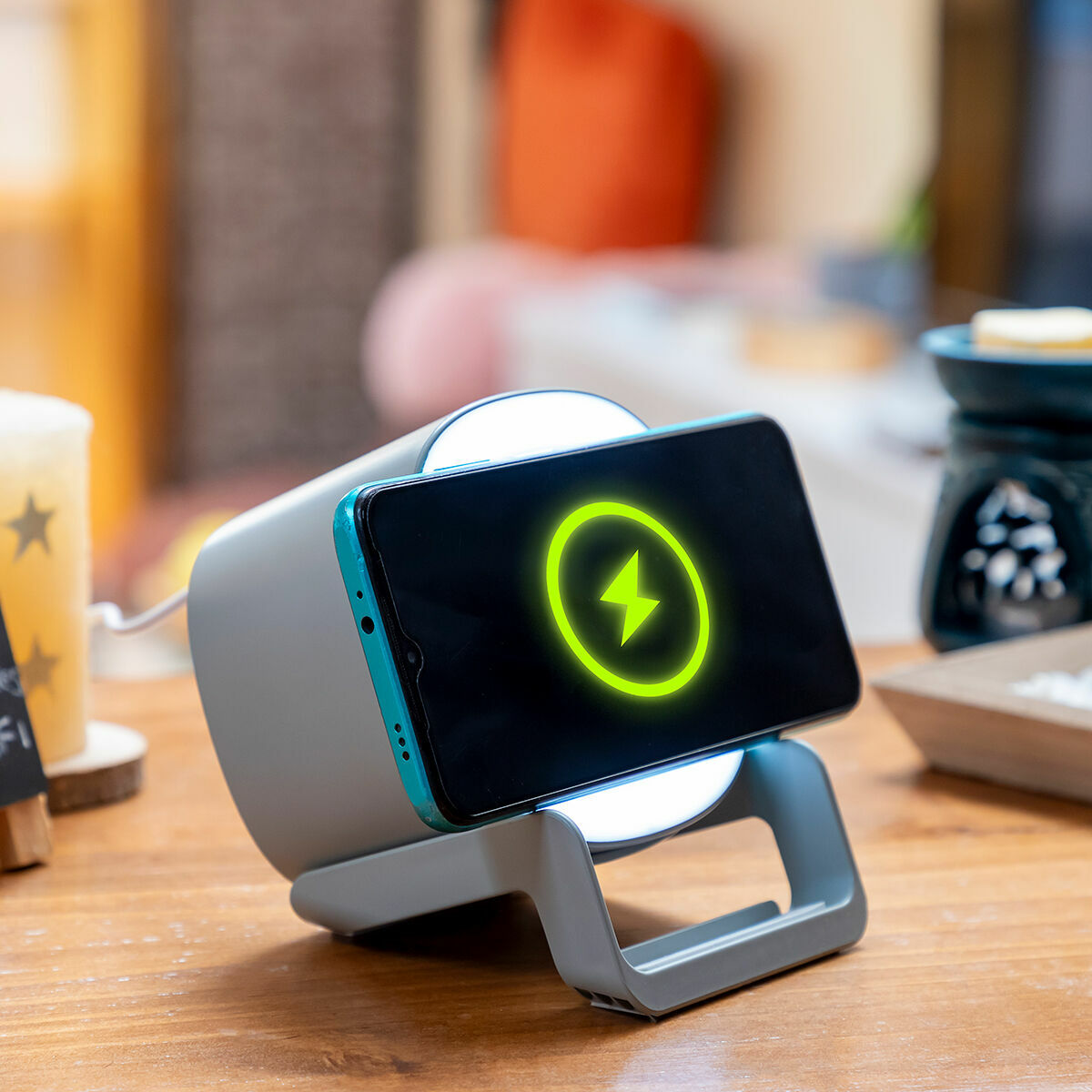 Langaton laturi kaiuttimella, LED-valo, 10 W, Bluetooth 5.1, puhelinteline – yöpöytä langaton laturi – kuva 12