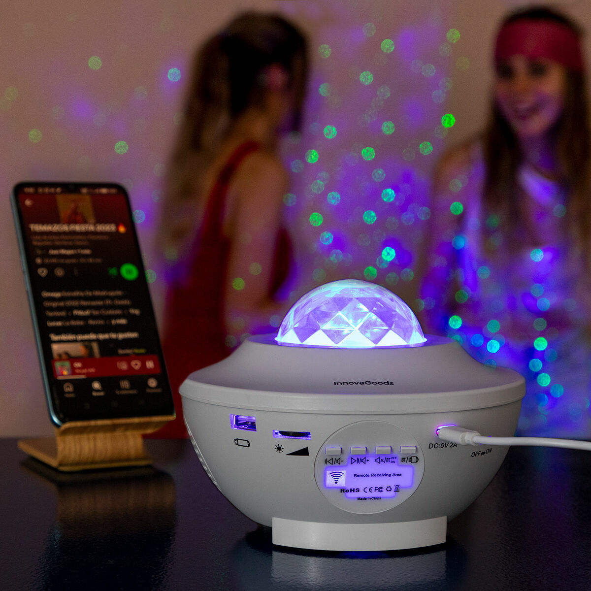 Tähtiprojektori kaiuttimella, Bluetooth & USB, ajastin, juhliin & rentoutukseen – tunnelmavalo lahja lapselle – kuva 2