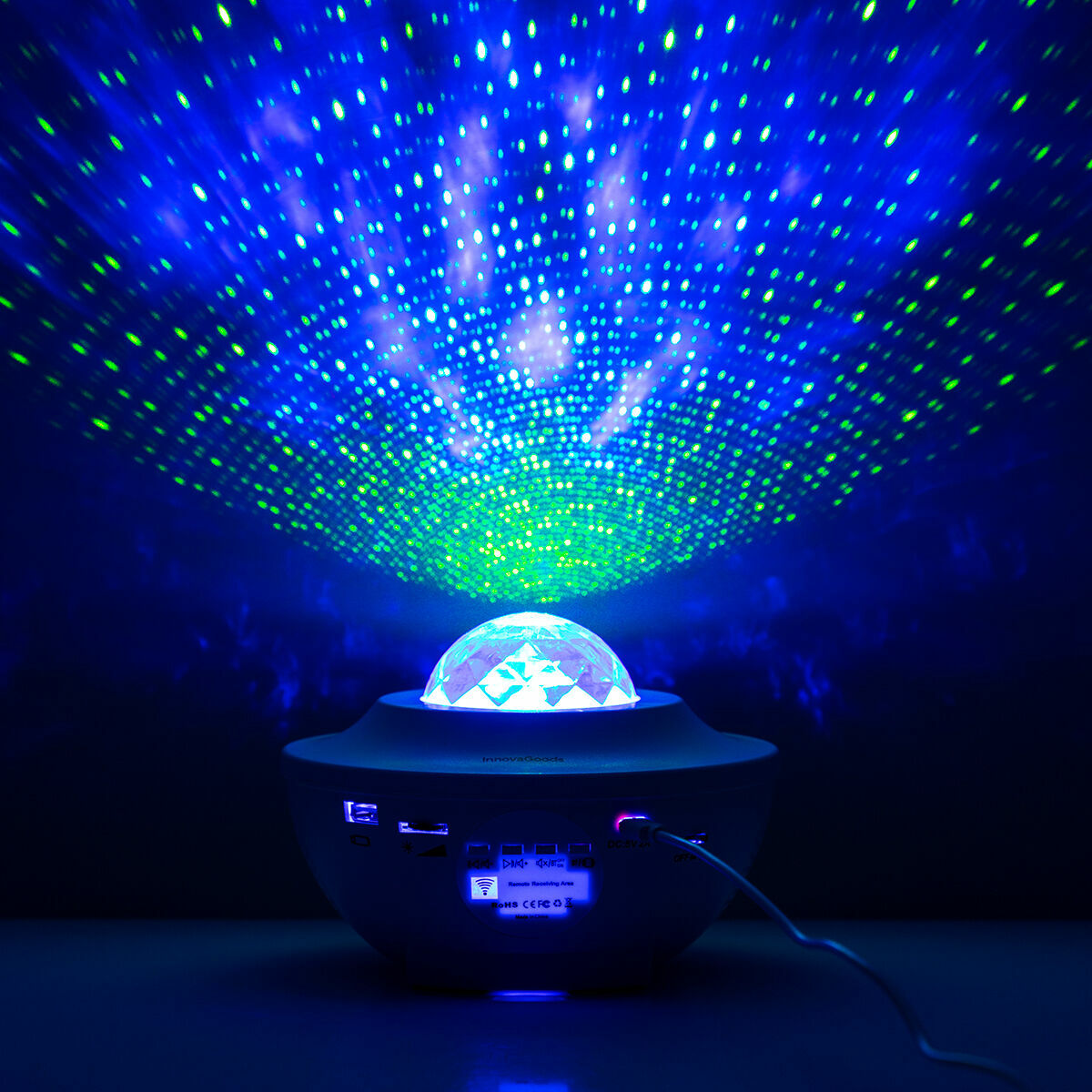 Tähtiprojektori kaiuttimella, Bluetooth & USB, ajastin, juhliin & rentoutukseen – LED-valaistus USB-tulo – kuva 7