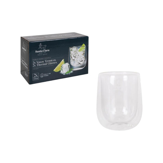 Tuplalasiset juomalasit 250 ml, 2 kpl - borosilikaatti, lämpöeristetyt