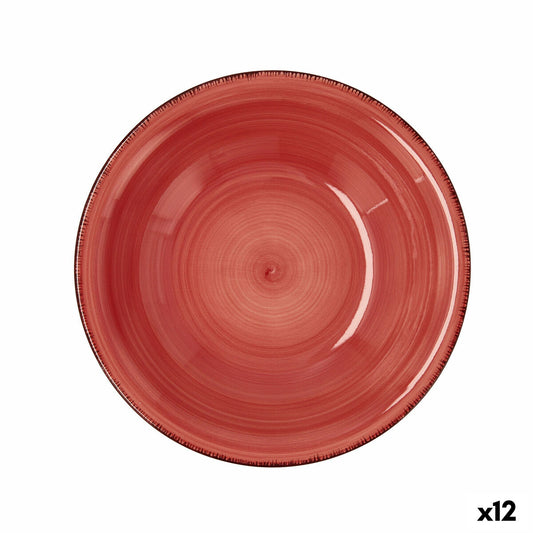 Syvä lautanen ø21,5 cm, keraaminen punainen, 12 kpl, mikro & tiskikone