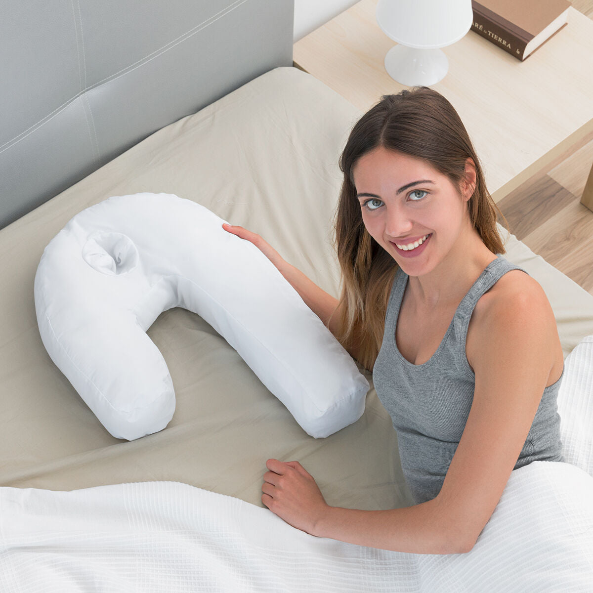 Kylkinukkujan U-tyyny, ergonominen, pestävä päällinen, raskauteen, InnovaGoods – lahja odottavalle äidille pestävä päällin…