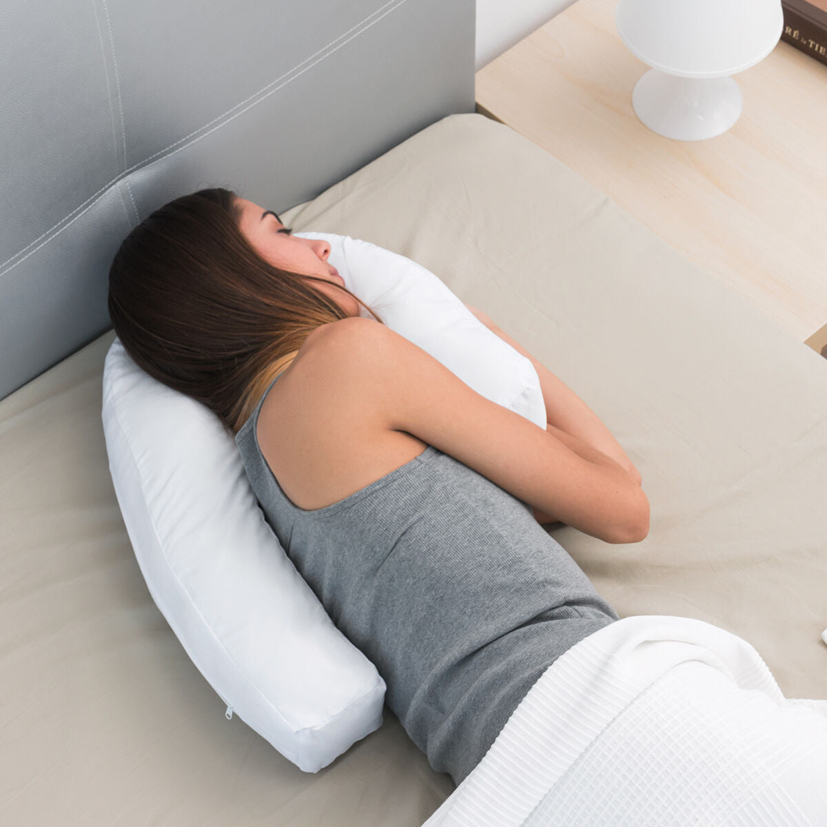 Kylkinukkujan U-tyyny, ergonominen, pestävä päällinen, raskauteen, InnovaGoods – rentoutustyyny pestävä päällinen – kuva 3