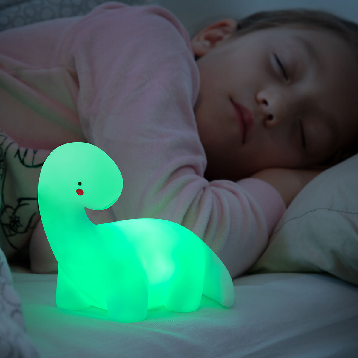 Dinosaurus yövalo RGB LED, lapsille 3+, paristokäyttöinen LR44, 13x12x8 cm