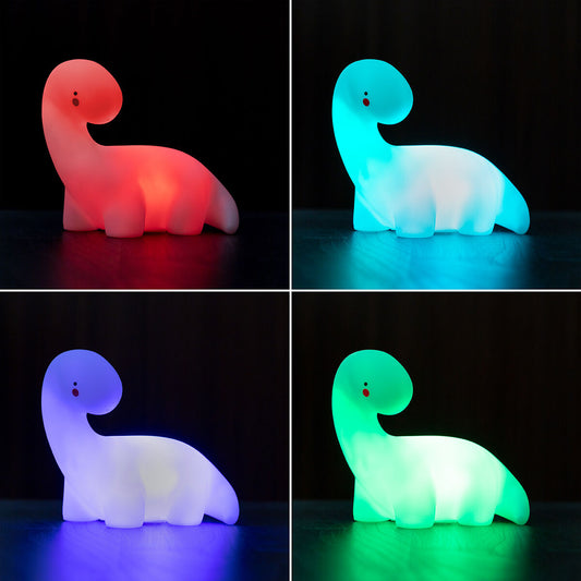 Dinosaurus yövalo RGB LED, lapsille 3+, paristokäyttöinen LR44, 13x12x8 cm