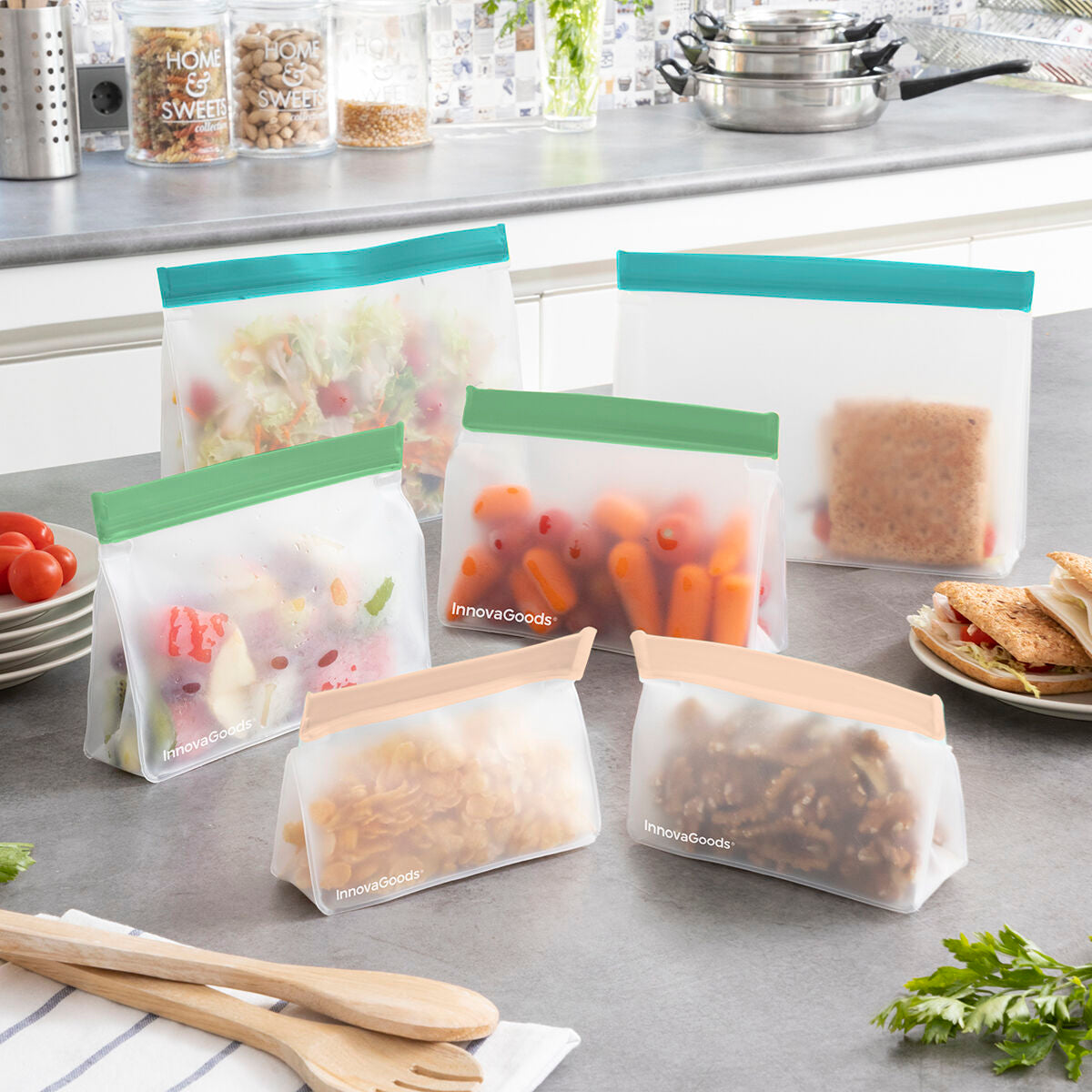Uudelleenkäytettävät säilytyspussit, ilmatiiviit ziplock 6 kpl - pakastukseen – ilmatiiviit pussit säilytyspussit – kuva 9