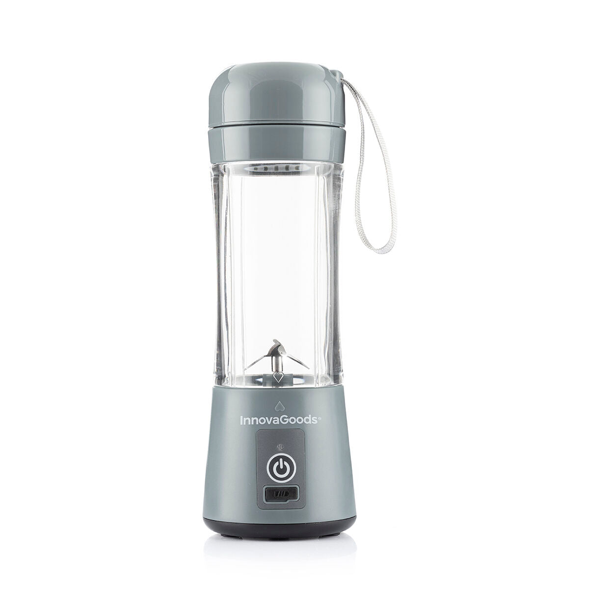 Kannettava smoothie-blenderi USB-ladattava, 380 ml, 4 terää, suodatin, harmaa – lahja smoothie-fanille toimistokäyttöön – …