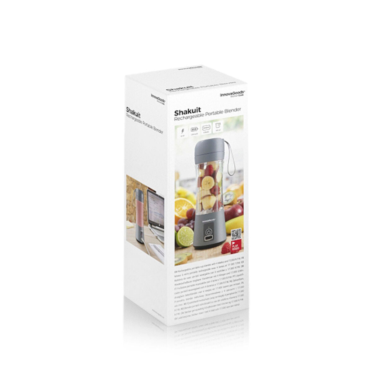 Kannettava smoothie-blenderi USB-ladattava, 380 ml, 4 terää, suodatin, harmaa – matkablenderi USB-ladattava – kuva 11