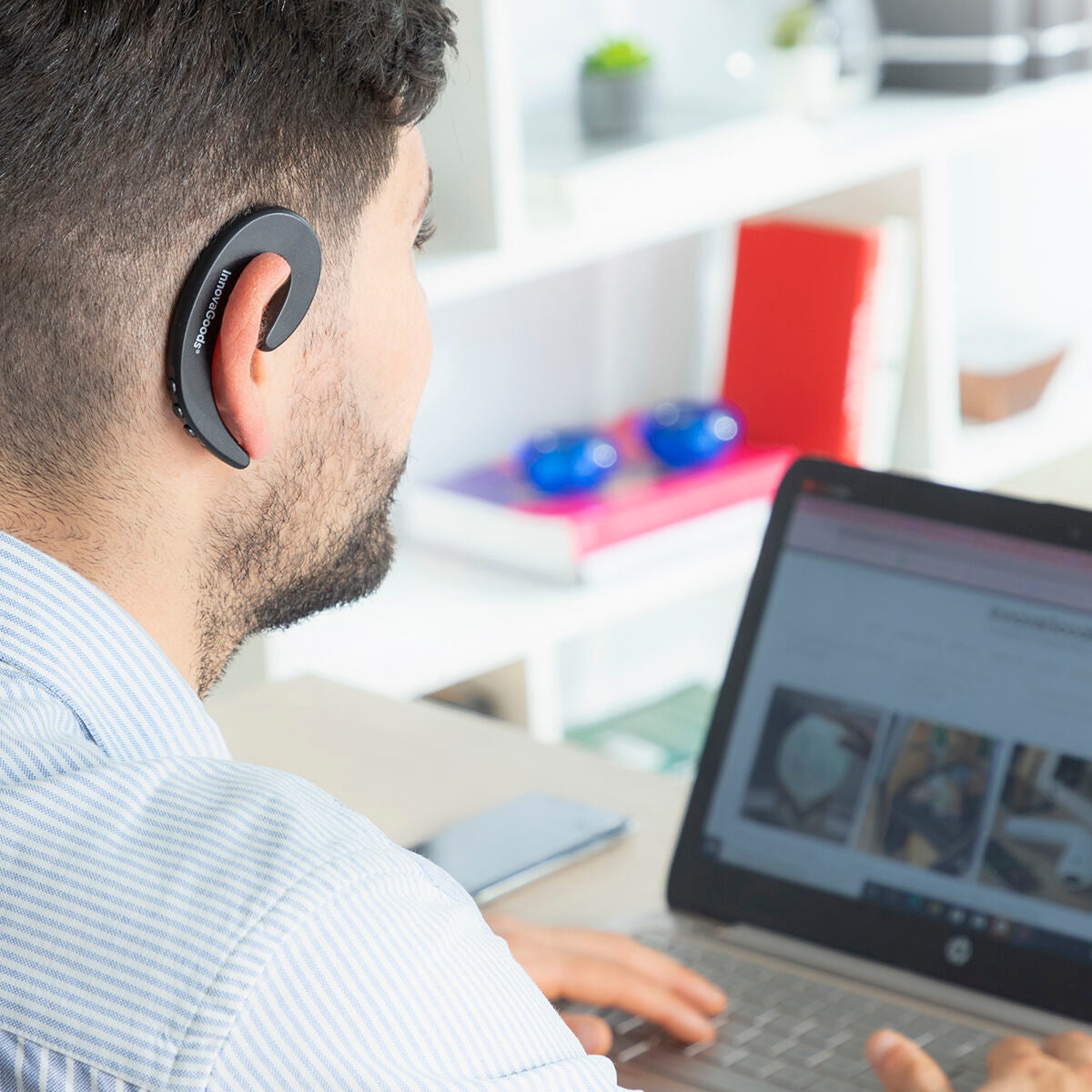 Avokorvakuuloke langaton Bluetooth 4.1, yksi korva, mikrofonilla, ultra-kevyt – Pyöräilykuuloke Handsfree mikrofoni – kuva 2