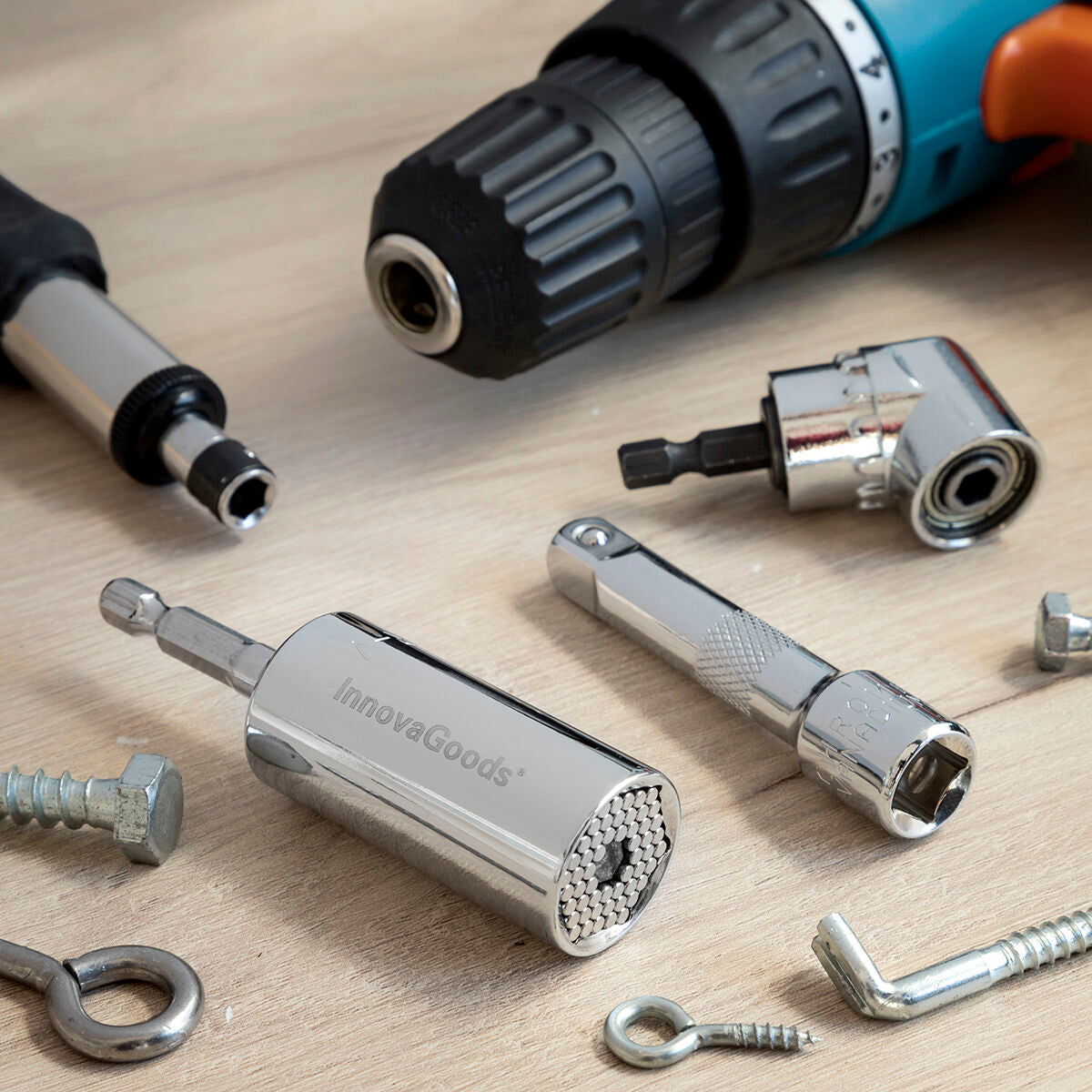 Yleishylsy 7–19 mm, porakoneeseen & räikkään, jatkovarsi, adapteri, 105° kulma – räikkähylsy DIY-työkalut – kuva 2