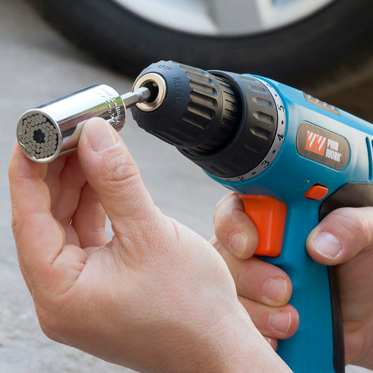 Yleishylsy 7–19 mm, porakoneeseen & räikkään, jatkovarsi, adapteri, 105° kulma – DIY-työkalut räikkähylsy – kuva 1