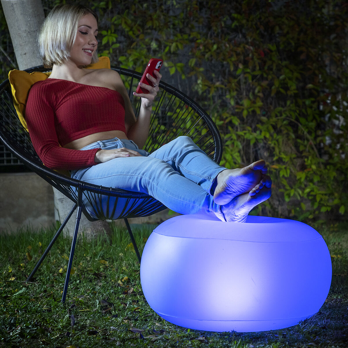 Puhallettava LED-istuin, vedenkestävä RGB, kaukosäädin, sisä- & ulkokäyttöön