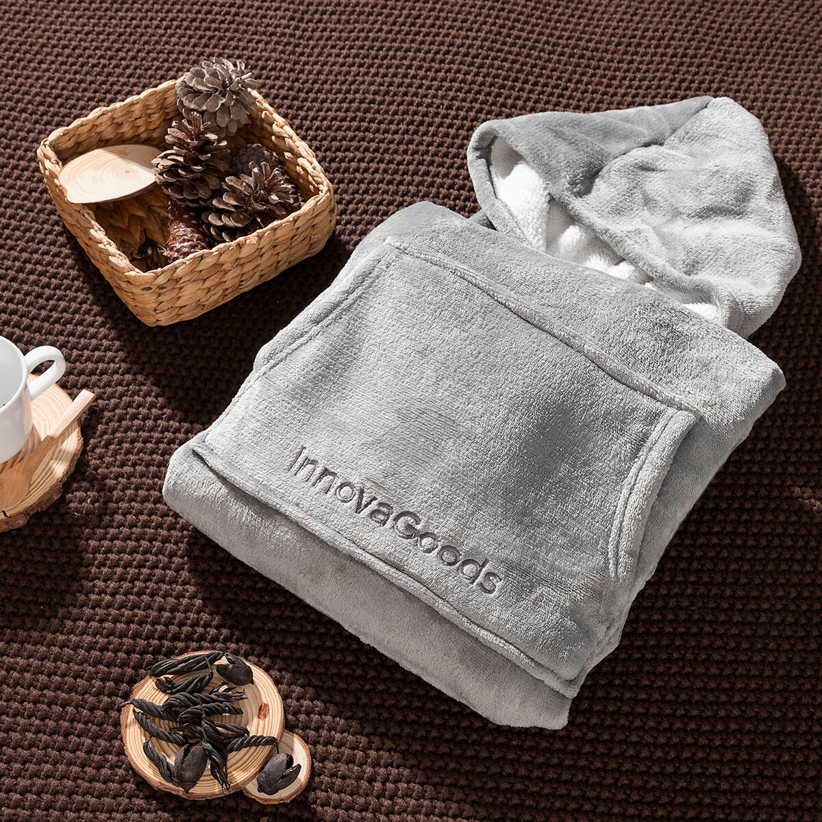 Hupparipeitto huopa fleece-vuorilla, oversized unisex – iso huppu ja keskitasku – oversized huppari lahja miehelle – kuva 7