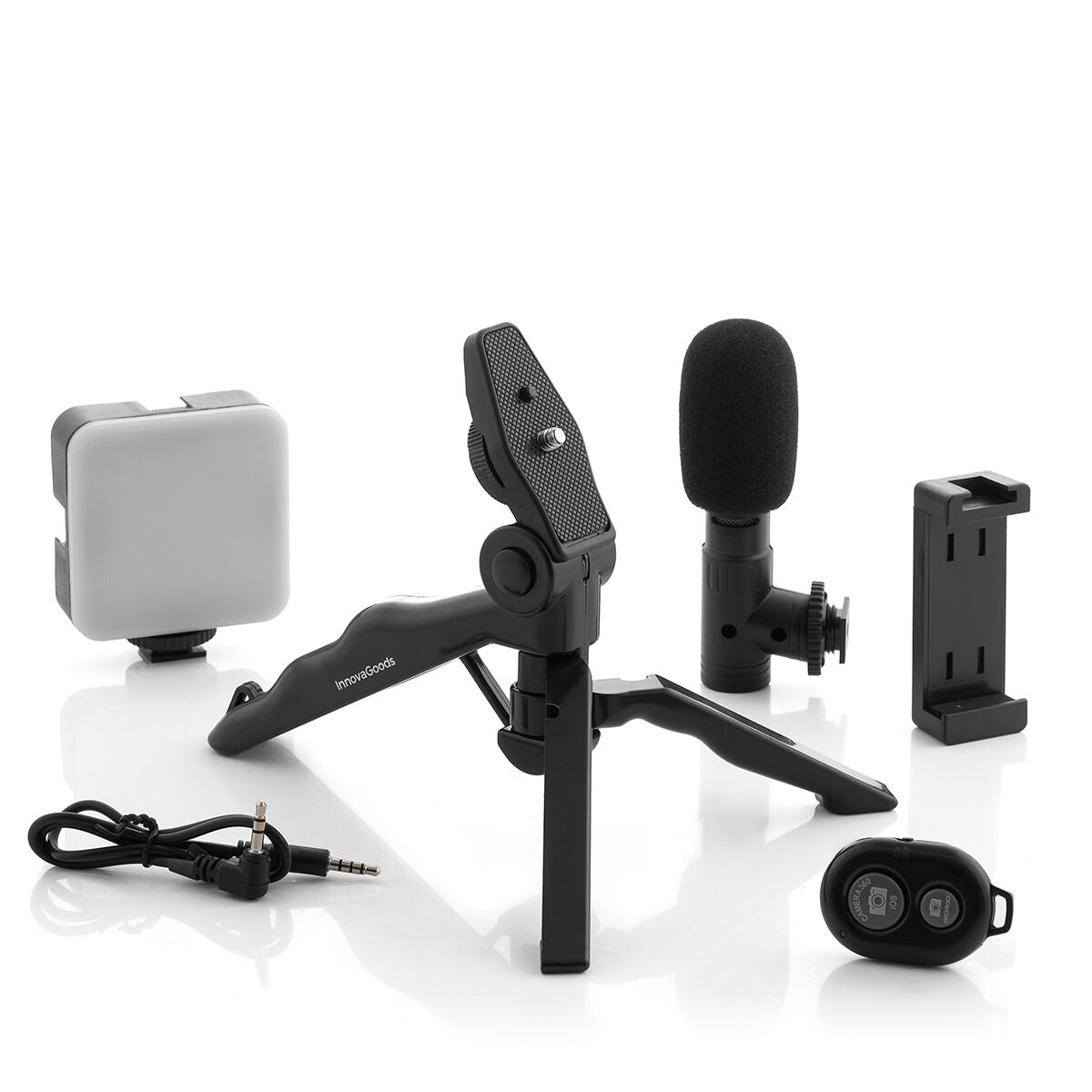 Vloggaussetti puhelimelle, mikrofoni & LED-valo, tripod, BT-kaukosäädin, 6 osaa – sisällöntuotanto LED-kuvausvalo – kuva 7