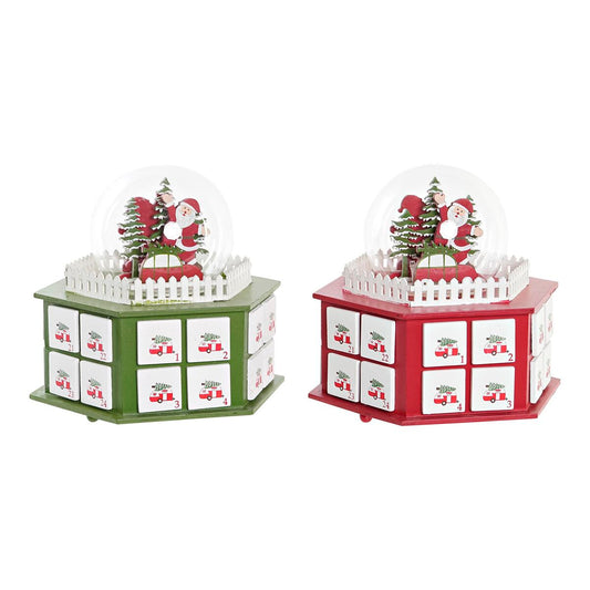 Adventtikalenteri puu LED 2 kpl, 22 x 19 x 20 cm, punainen & vihreä, joulu