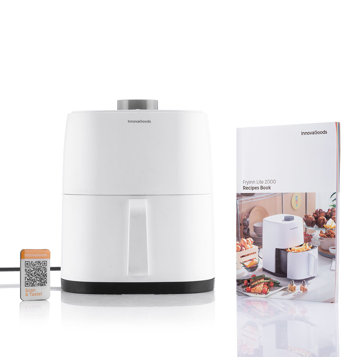Airfryer 2 L, 1200 W - öljytön airfryer pieniin keittiöihin 360°, valkoinen