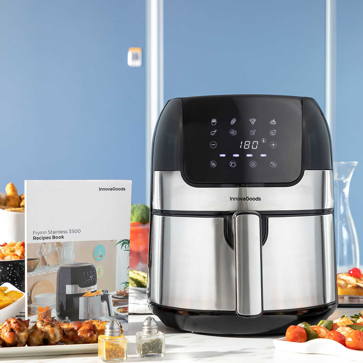 Airfryer 3,5 l, 360° kiertoilma, 1400 W, 8 ohjelmaa — 2–3 hengelle