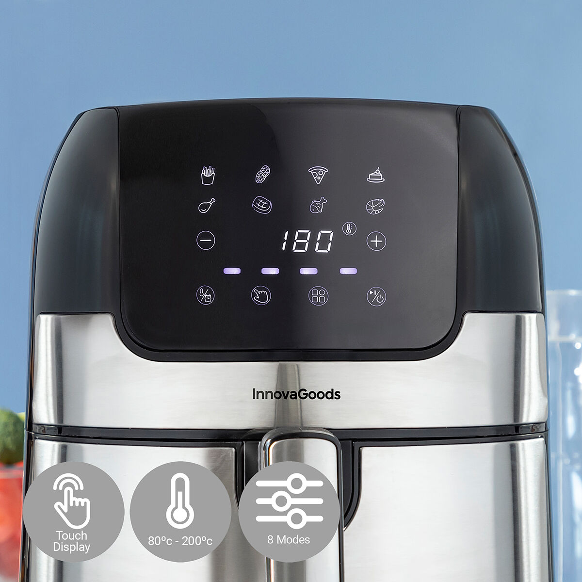 Airfryer 3,5 l, 360° kiertoilma, 1400 W, 8 ohjelmaa — 2–3 hengelle