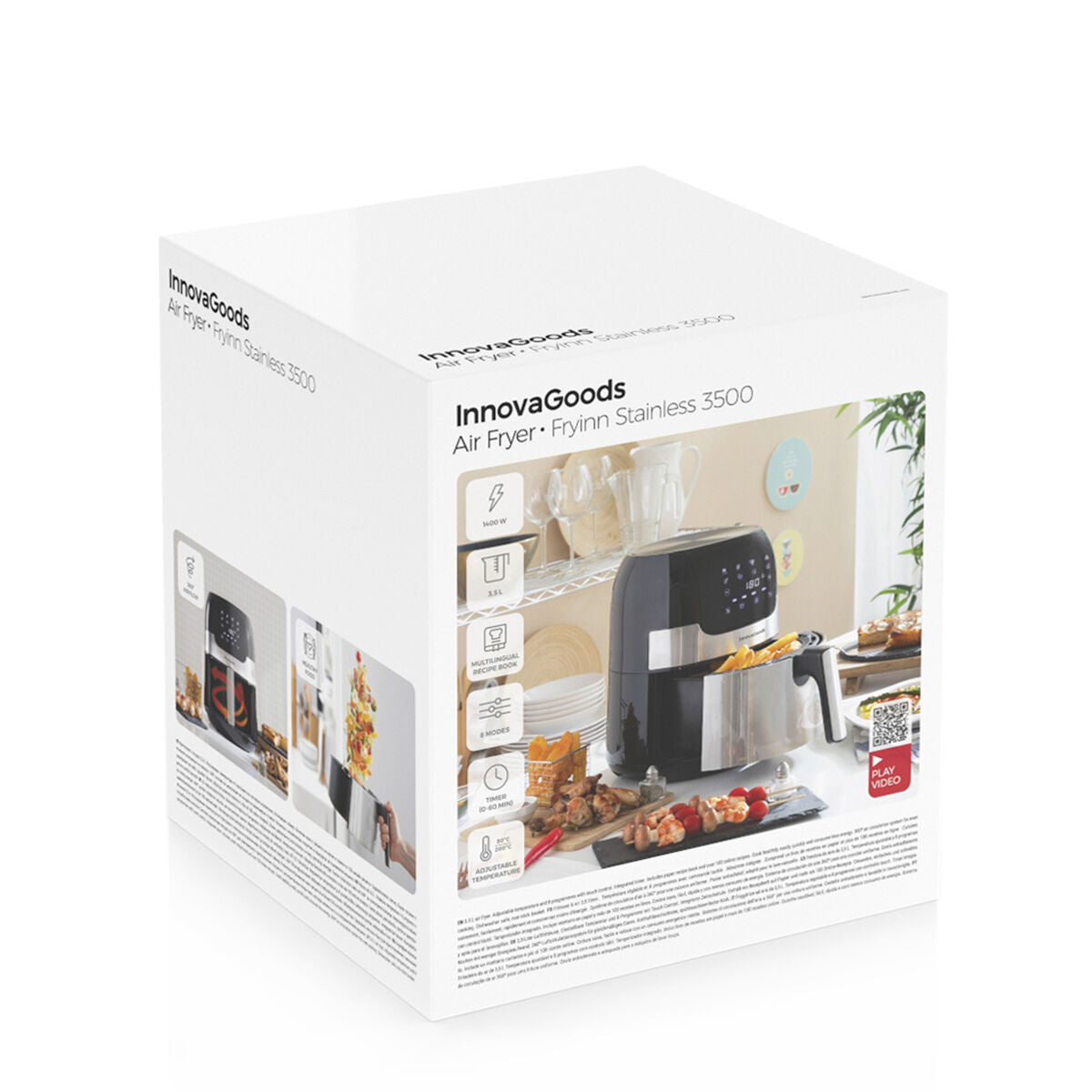 Airfryer 3,5 l, 360° kiertoilma, 1400 W, 8 ohjelmaa — 2–3 hengelle