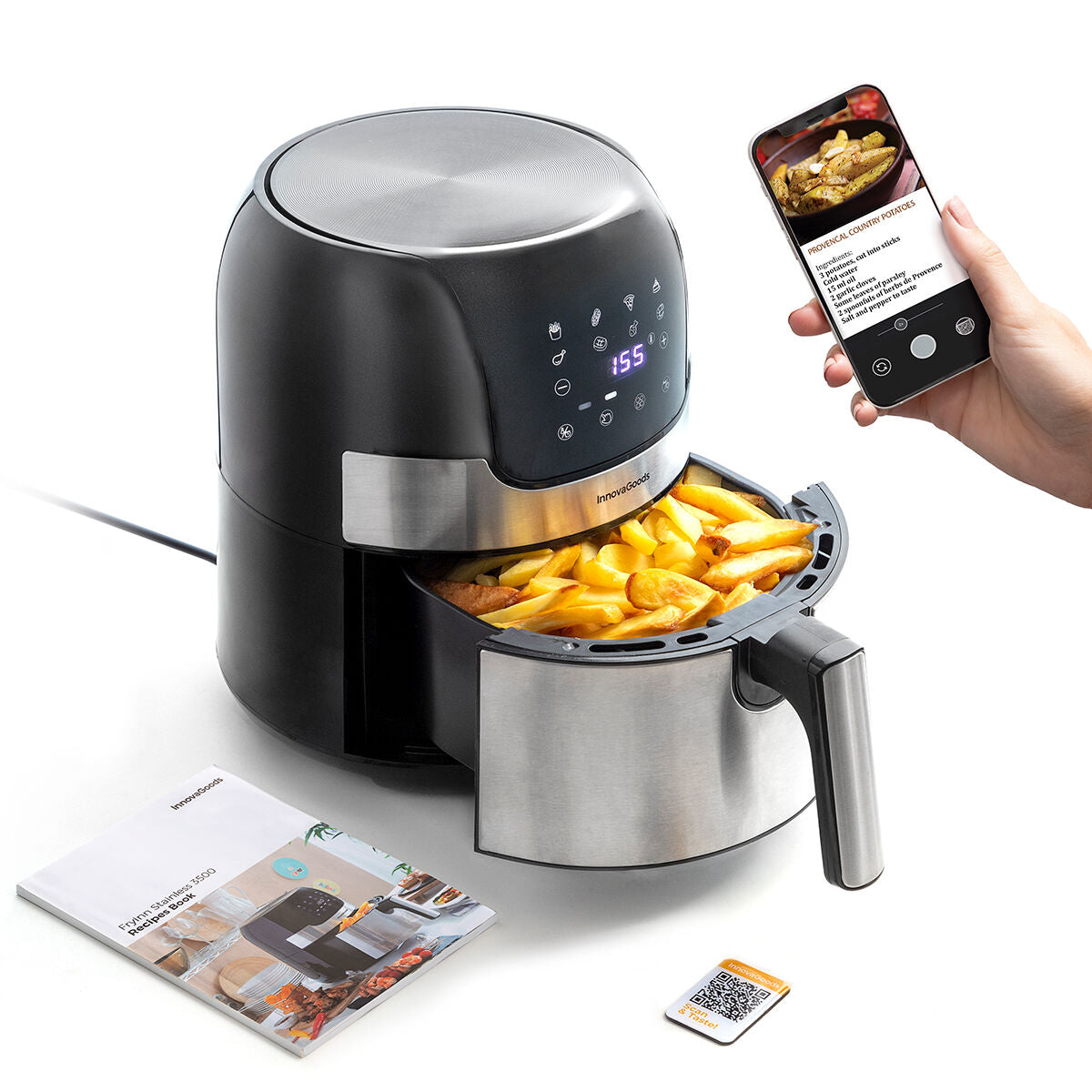 Airfryer 3,5 l, 360° kiertoilma, 1400 W, 8 ohjelmaa — 2–3 hengelle