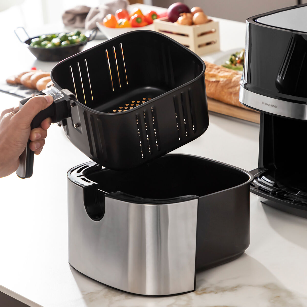 Airfryer 5,5 L 1700 W öljytön, 360° kiertoilma, 8 ohjelmaa, digipaneeli, rst