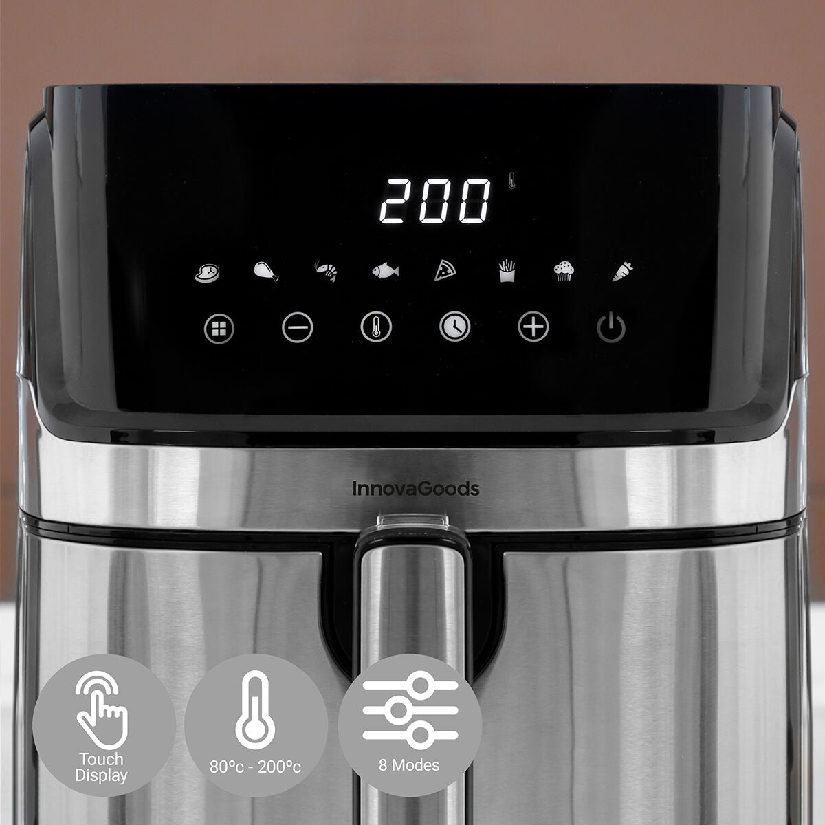 Airfryer 5,5 L 1700 W öljytön, 360° kiertoilma, 8 ohjelmaa, digipaneeli, rst