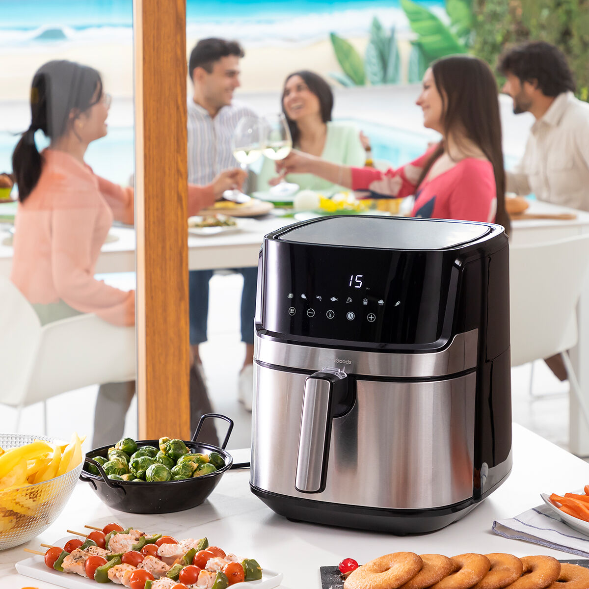 Airfryer 5,5 L 1700 W öljytön, 360° kiertoilma, 8 ohjelmaa, digipaneeli, rst