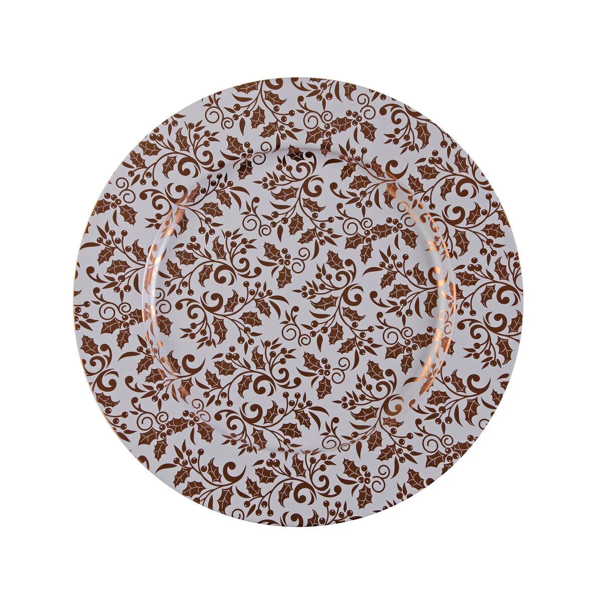 Aluslautanen 33 cm metallinen kullanvärinen, korkeus 1,5 cm - juhlakattaukseen