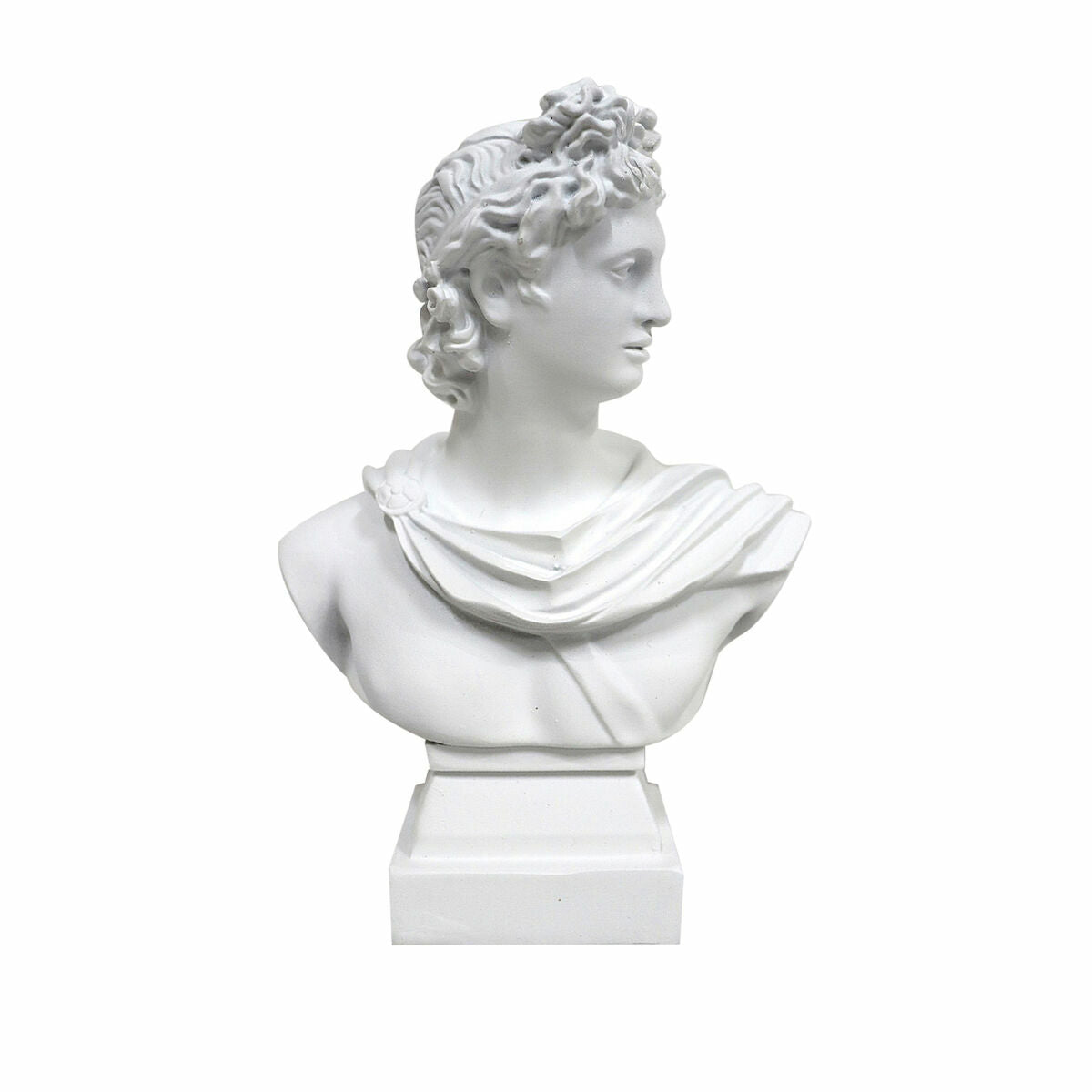 Apollo-busti valkoinen, uusklassinen rintakuva resiinistä 13,7×7,5×19,5 cm