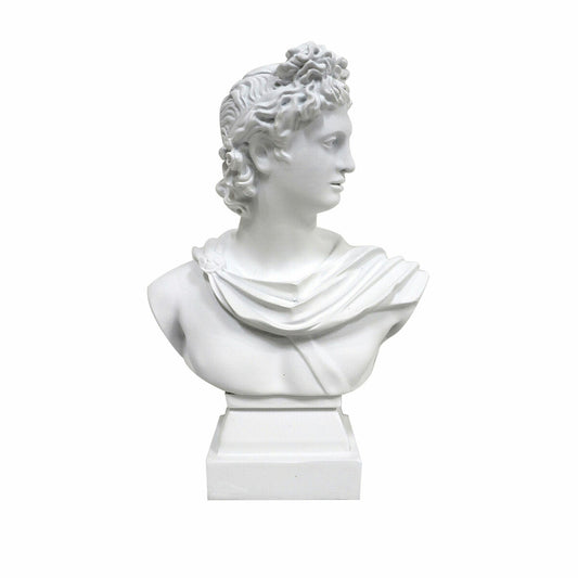 Apollo-busti valkoinen, uusklassinen rintakuva resiinistä 13,7×7,5×19,5 cm